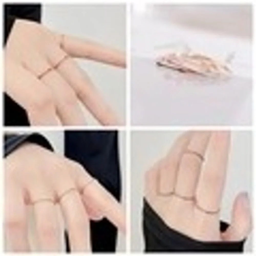 Titanium Steel Enamel Minimalist Stacking Bands Set of Three Rings